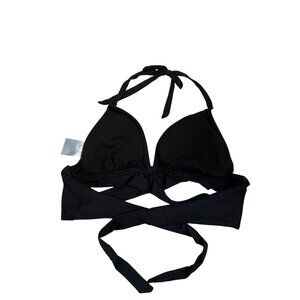 Kona Sol Black Bikini Top With Halter Ties & Removable Padding Women's Size S